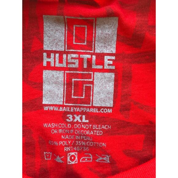 Hustle Bear Shirt Men's 3XL Red Short Sleeve Graphic Tee Round Neck Teddy Bear - Picture 2 of 3